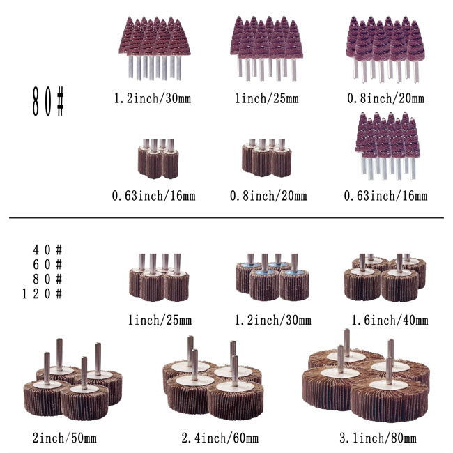 60/80/120/240 গ্রাইটস অ্যাব্রাসিভ ফ্ল্যাপ হুইল অ্যালুমিনিয়াম অক্সাইড পলিশিং এবং গ্রিলিংয়ের জন্য 6